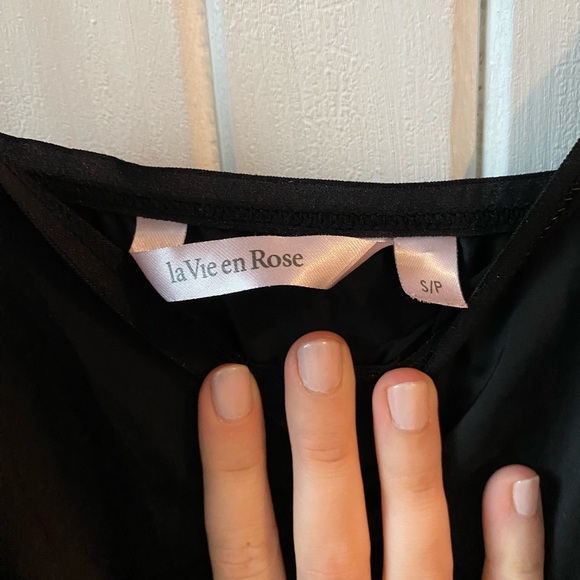 La Vie en Rose Mini Black Slip Dress - Picture 2 of 3
